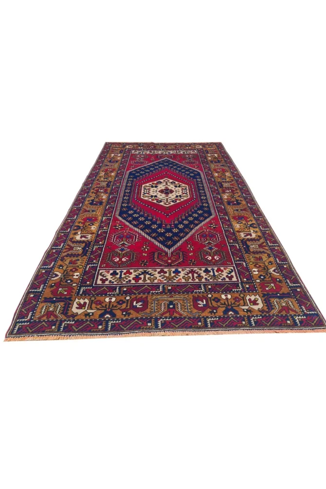 Amazing Hand Knotted Vintage Turkish Pictorial Wool Area Rug 7 x 4 Ft - Image 2