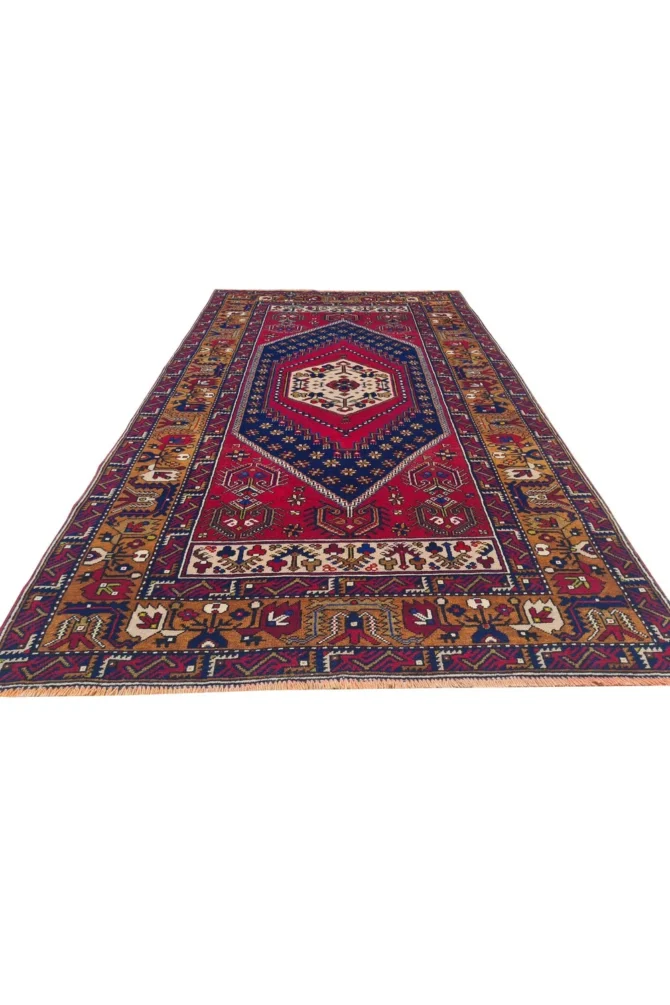 Amazing Hand Knotted Vintage Turkish Pictorial Wool Area Rug 7 x 4 Ft - Image 3