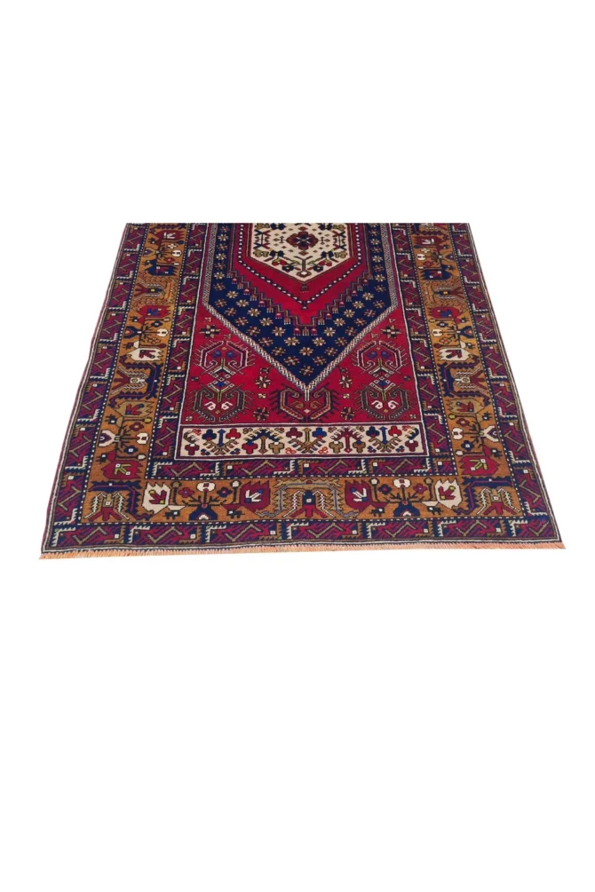Amazing Hand Knotted Vintage Turkish Pictorial Wool Area Rug 7 x 4 Ft - Image 7
