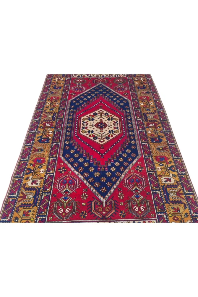 Amazing Hand Knotted Vintage Turkish Pictorial Wool Area Rug 7 x 4 Ft - Image 5
