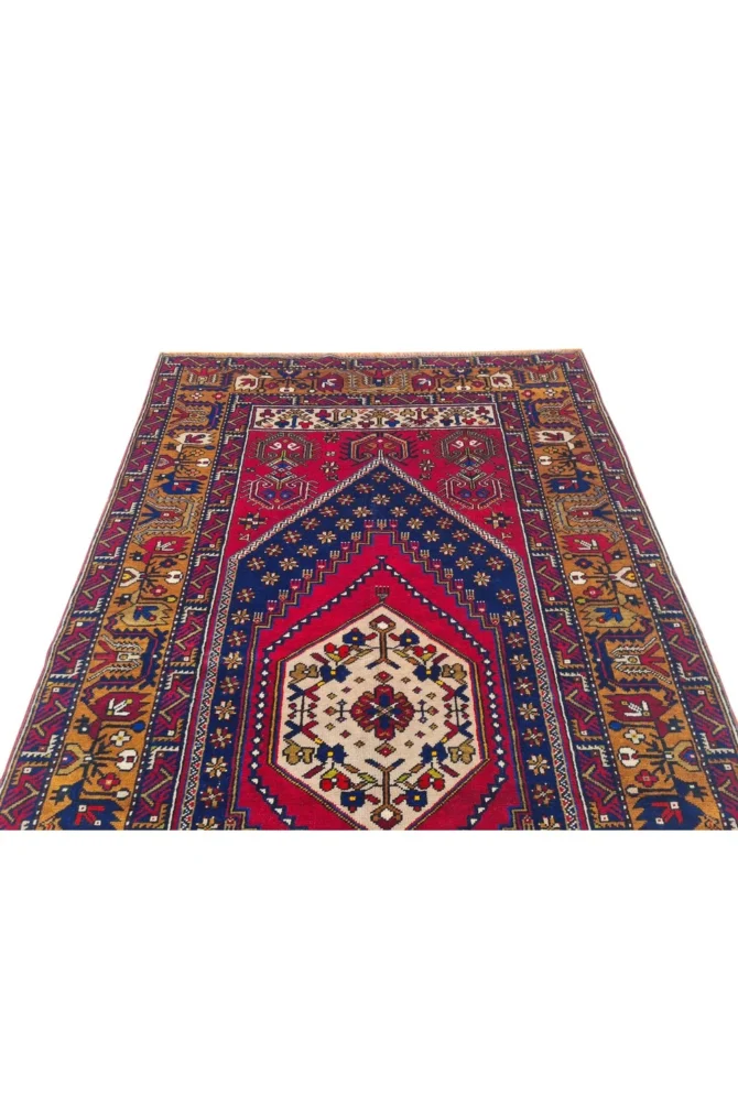 Amazing Hand Knotted Vintage Turkish Pictorial Wool Area Rug 7 x 4 Ft - Image 6