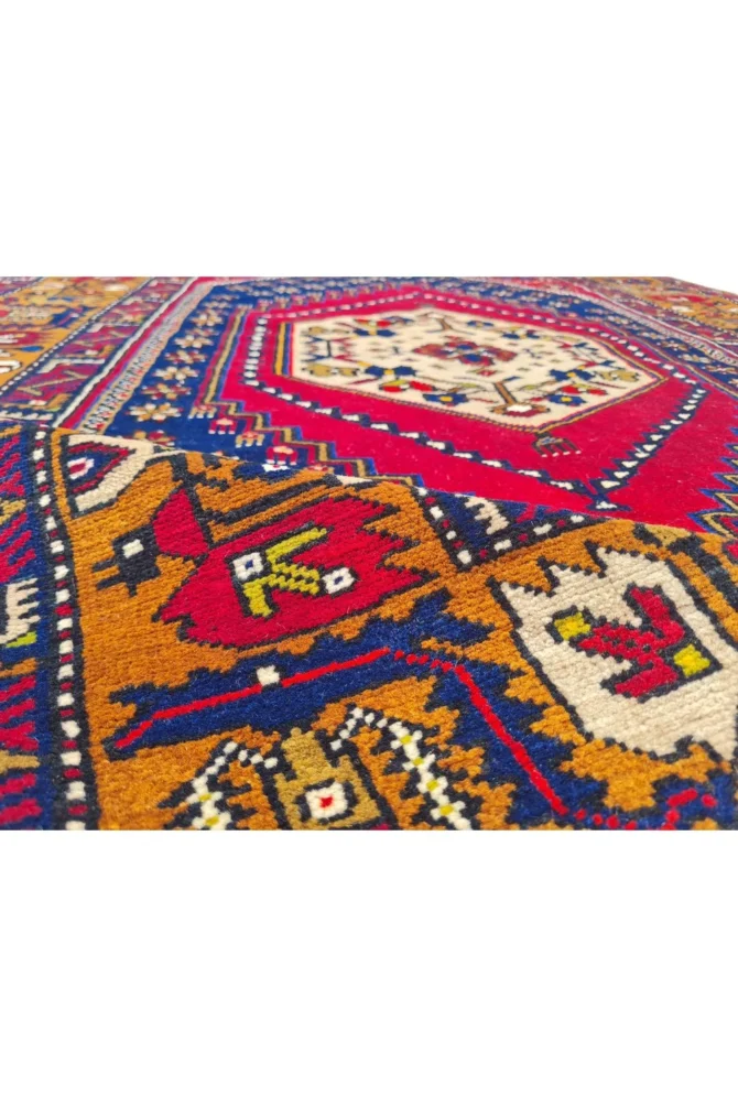 Amazing Hand Knotted Vintage Turkish Pictorial Wool Area Rug 7 x 4 Ft - Image 8
