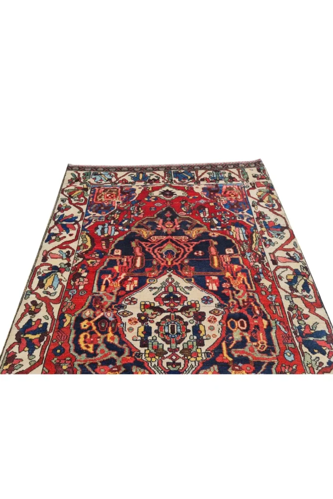 Amazing Hand Knotted Vintage Baghtiyaar Wool Area Rug 7 x 4 Ft - Image 6