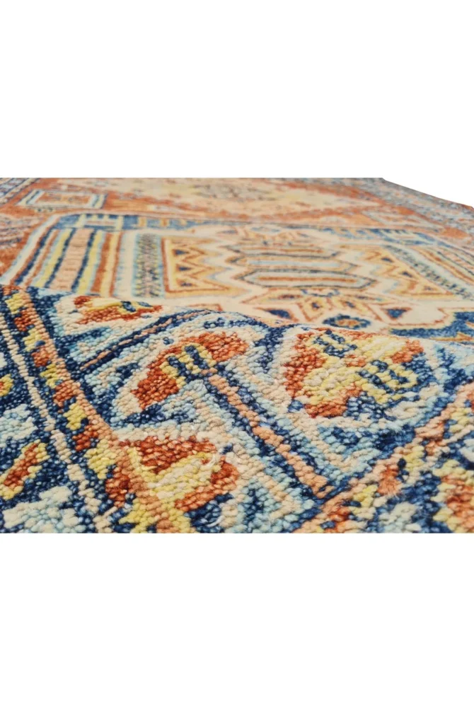 Amazing Hand Knotted Vintage Afghan Kazak Pictorial Wool Area Rug 7 x 5 Ft - Image 7
