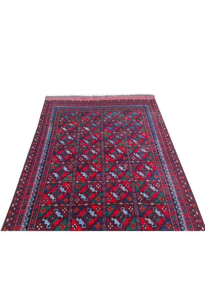 Amazing Hand Knotted Antique Afghan Kazak Wool Area Rug 8 x 4 Ft - Image 8