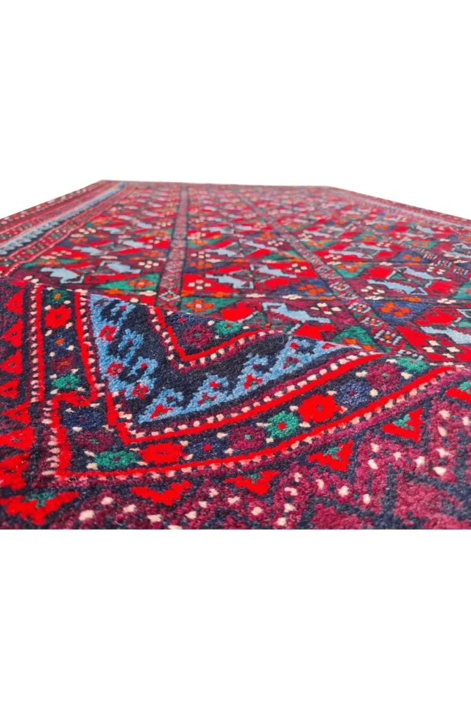 Amazing Hand Knotted Antique Afghan Kazak Wool Area Rug 8 x 4 Ft - Image 9