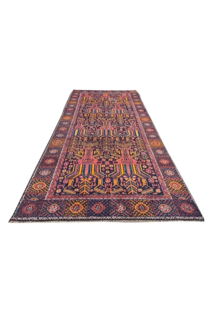Amazing Hand Knotted Antique Sastan Pictorial Balouch Wool Area Rug 8 x 4 Ft - Image 2