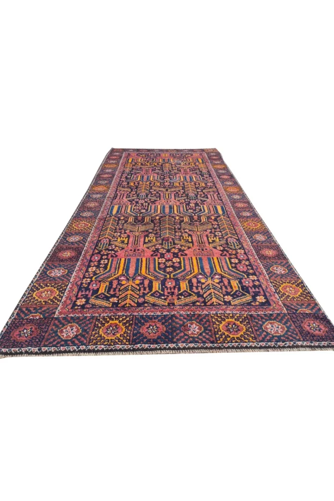Amazing Hand Knotted Antique Sastan Pictorial Balouch Wool Area Rug 8 x 4 Ft - Image 3