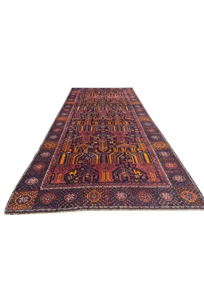 Amazing Hand Knotted Antique Sastan Pictorial Balouch Wool Area Rug 8 x 4 Ft - Image 5