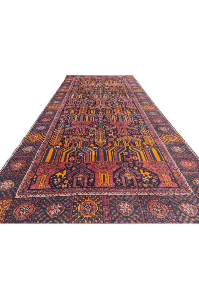 Amazing Hand Knotted Antique Sastan Pictorial Balouch Wool Area Rug 8 x 4 Ft - Image 6