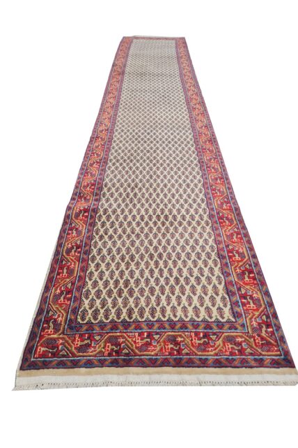 Amazing Hand Knotted Vintage Badam Gul Mir Wool Area Runner Rug 14 x 3 Ft