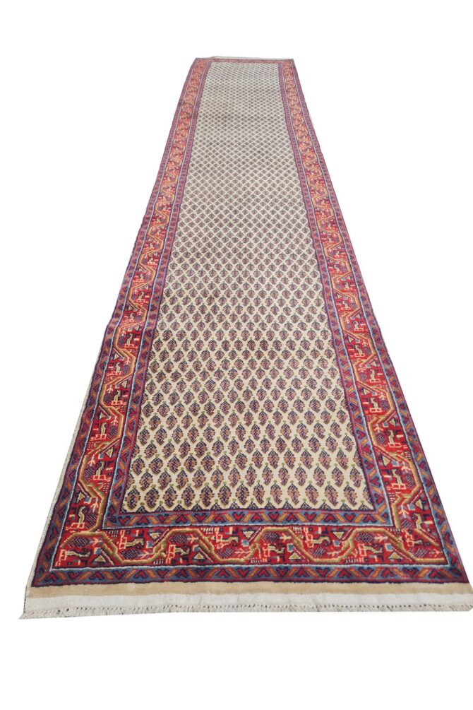Amazing Hand Knotted Vintage Badam Gul Mir Wool Area Runner Rug 14 x 3 Ft
