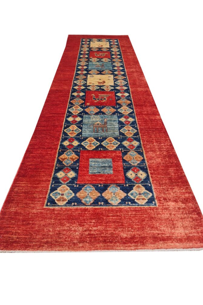 Amazing Hand Knotted Vintage Chobi Pictorial Wool Area Runner Rug 10 x 3 Ft - Image 2