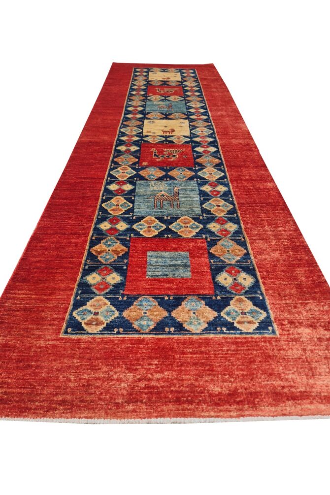Amazing Hand Knotted Vintage Chobi Pictorial Wool Area Runner Rug 10 x 3 Ft - Image 3
