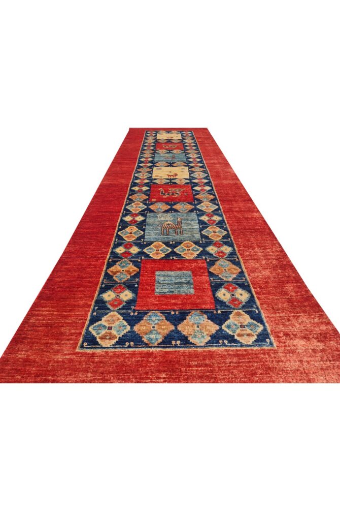 Amazing Hand Knotted Vintage Chobi Pictorial Wool Area Runner Rug 10 x 3 Ft - Image 4