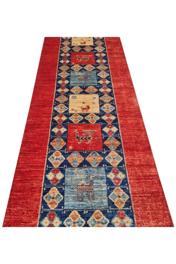Amazing Hand Knotted Vintage Chobi Pictorial Wool Area Runner Rug 10 x 3 Ft - Image 5