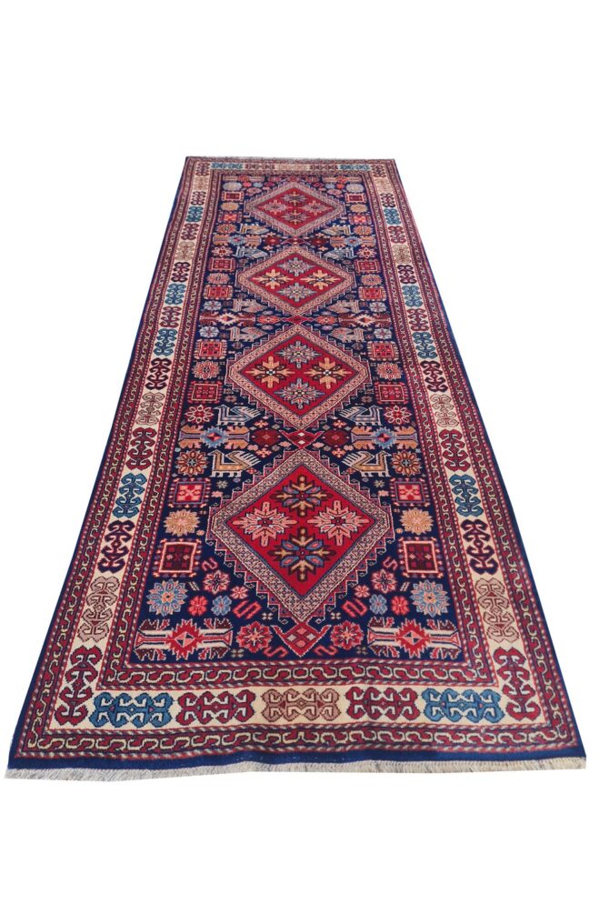 Amazing Hand Knotted Vintage Indo Pictorial Wool Area Runner Rug 7.5 x 2.9 Ft - Image 2
