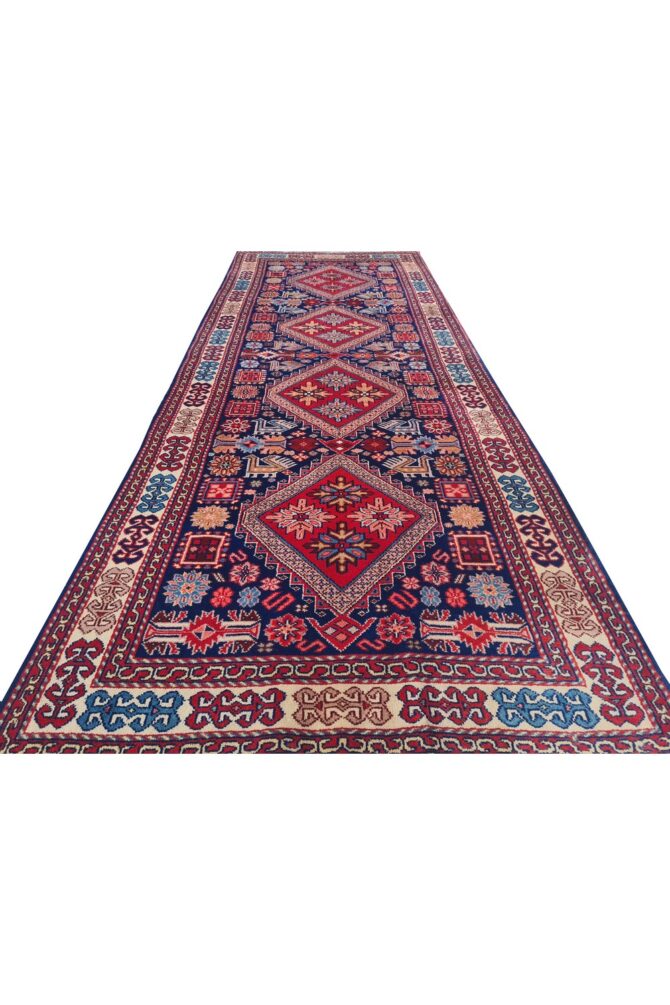 Amazing Hand Knotted Vintage Indo Pictorial Wool Area Runner Rug 7.5 x 2.9 Ft - Image 4
