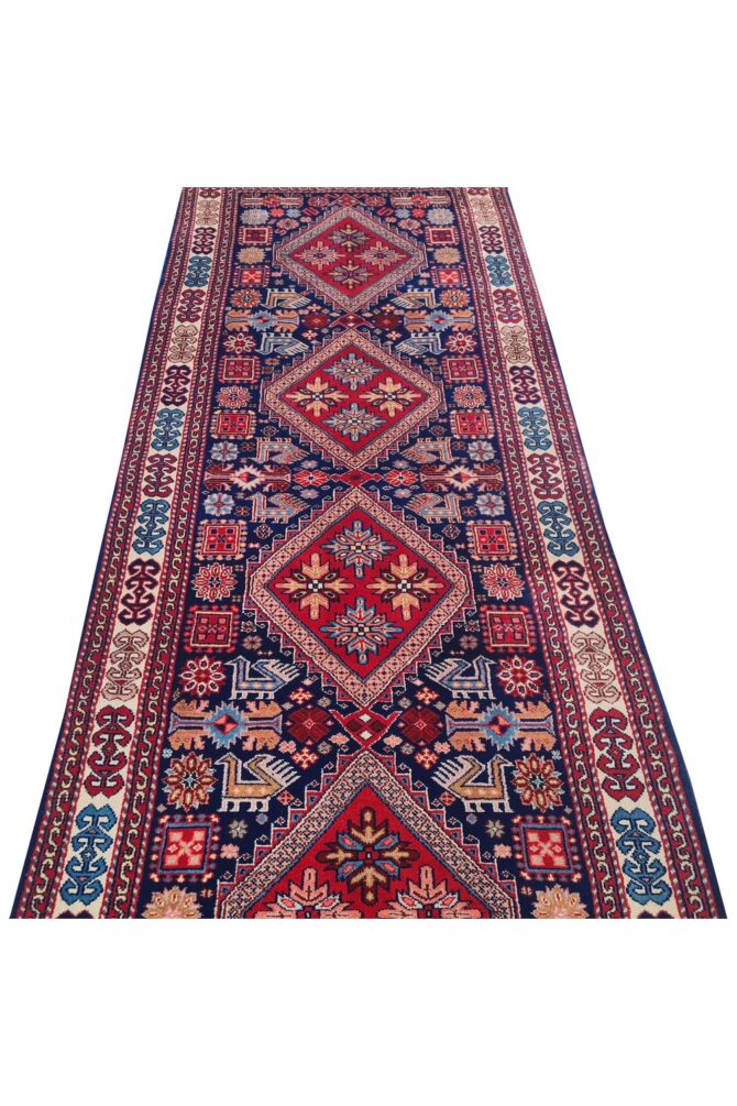 Amazing Hand Knotted Vintage Indo Pictorial Wool Area Runner Rug 7.5 x 2.9 Ft - Image 5