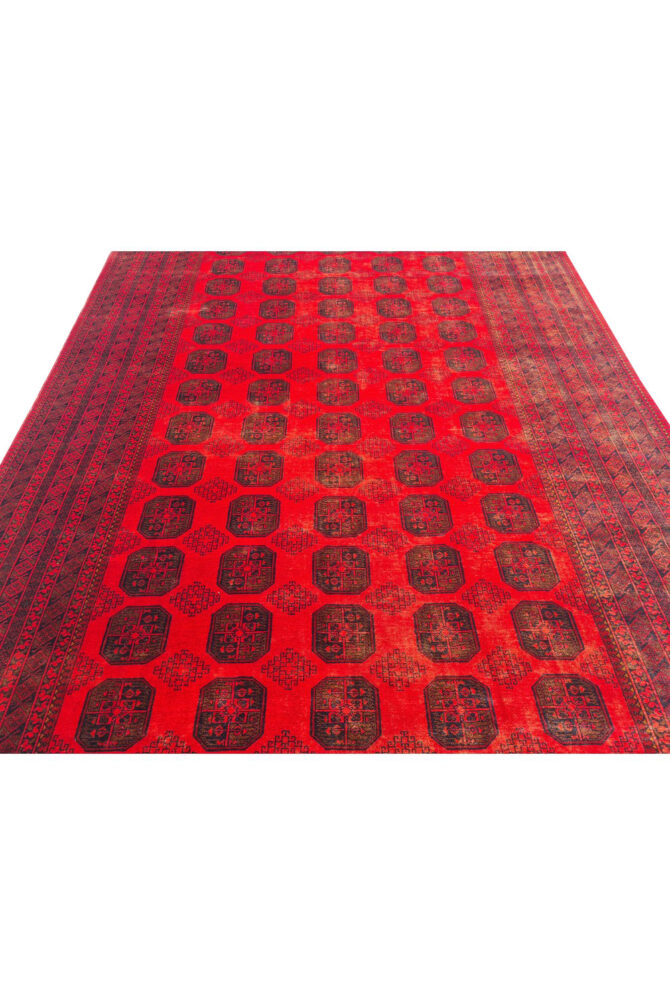 Authentic Hand Knotted Vintage Afghan Turkmen Felpah Wool Area Rug 11.7 x 8.3 Ft (1496 Ger-4) - Image 6