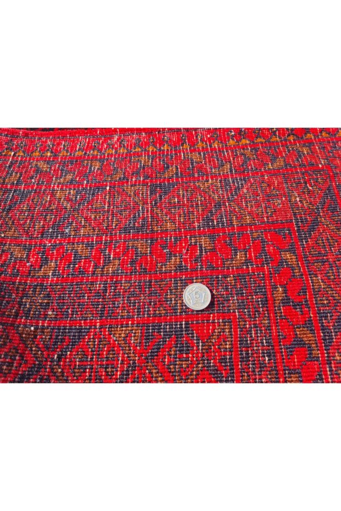 Authentic Hand Knotted Vintage Afghan Turkmen Felpah Wool Area Rug 11.7 x 8.3 Ft (1496 Ger-4) - Image 10