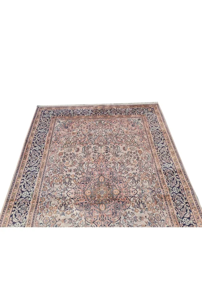 Amazing Hand Knotted Vintage Kashmiri Silk Area Rug 6 x 4 Ft - Image 6