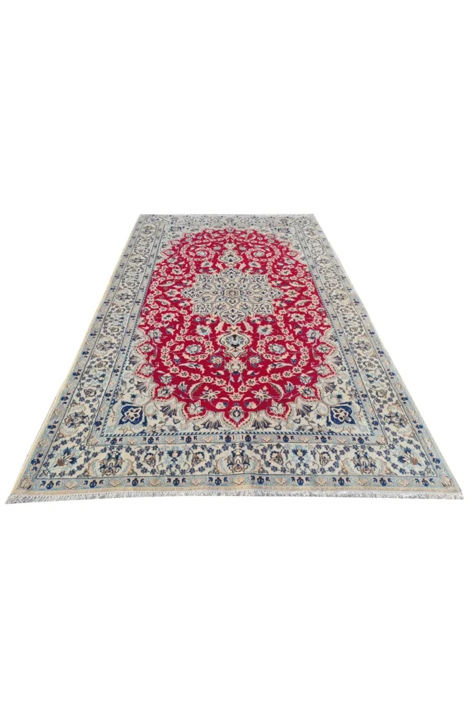 Amazing Hand Knotted Vintage Naeen Wool & Silk Touch Area Rug 7 x 4 Ft - Image 2