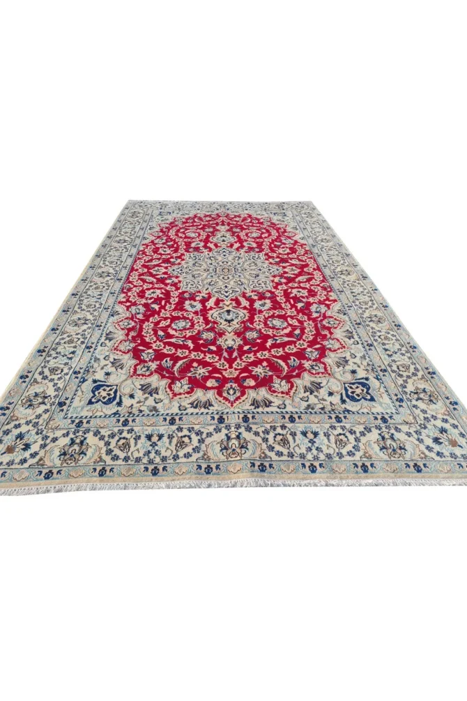 Amazing Hand Knotted Vintage Naeen Wool & Silk Touch Area Rug 7 x 4 Ft - Image 3
