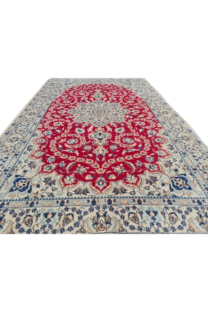 Amazing Hand Knotted Vintage Naeen Wool & Silk Touch Area Rug 7 x 4 Ft - Image 4