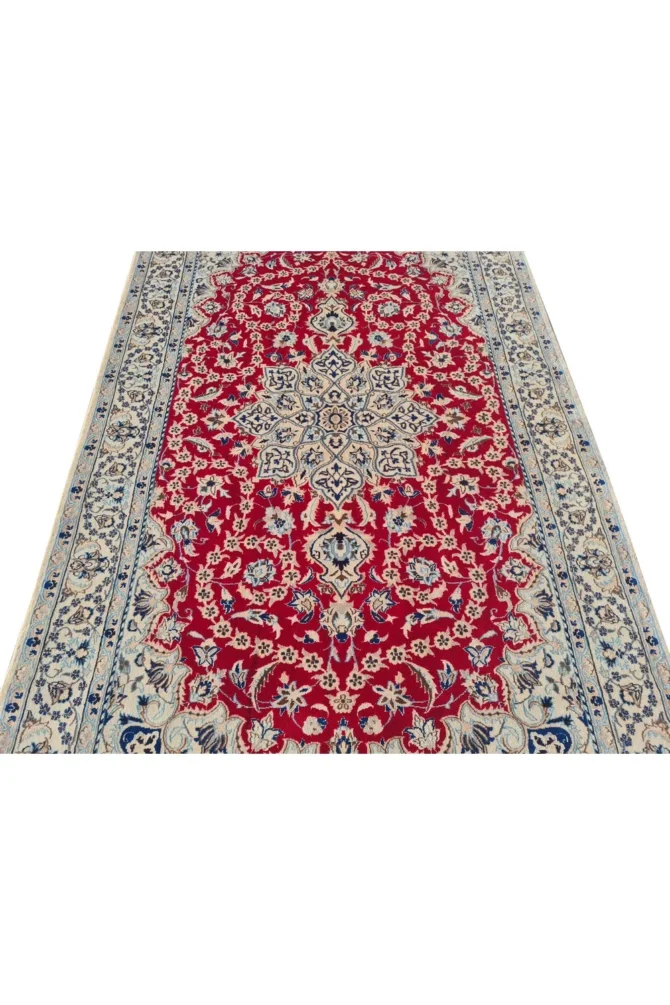 Amazing Hand Knotted Vintage Naeen Wool & Silk Touch Area Rug 7 x 4 Ft - Image 5