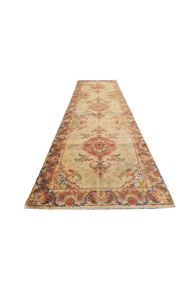 Amazing Hand Knotted Vintage Shahi Tabreez Wool Area Runner Rug 10 x 3 Ft - Image 2