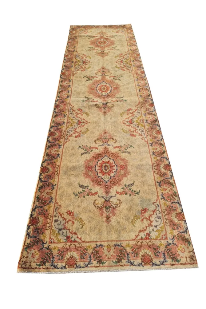 Amazing Hand Knotted Vintage Shahi Tabreez Wool Area Runner Rug 10 x 3 Ft - Image 4