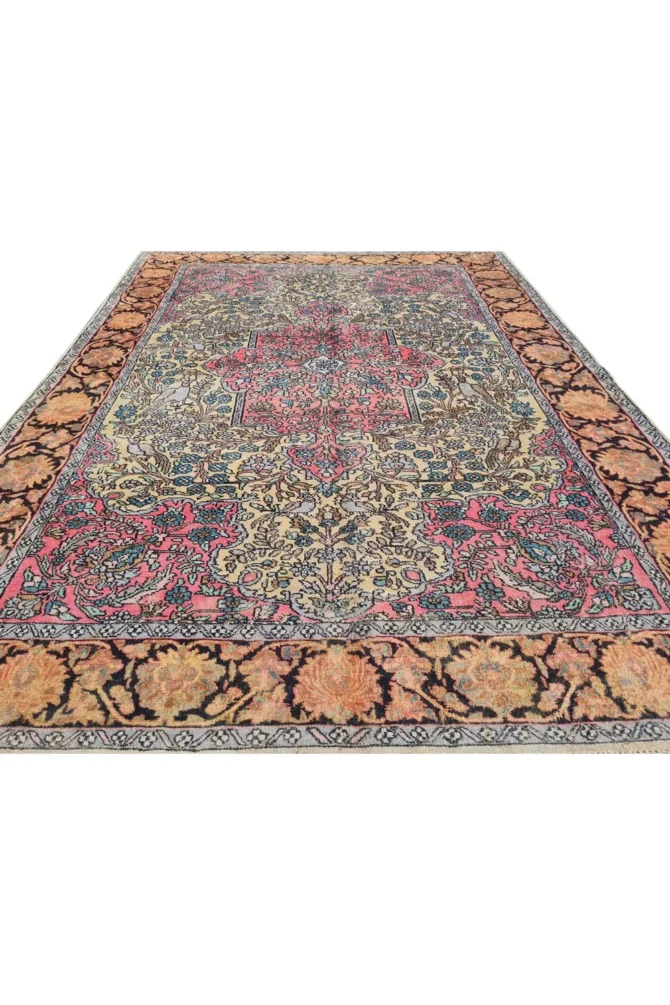 Amazing Hand Knotted Vintage Kashmiri  Silk Area Rug 5.5 x 4.1 Ft - Image 4