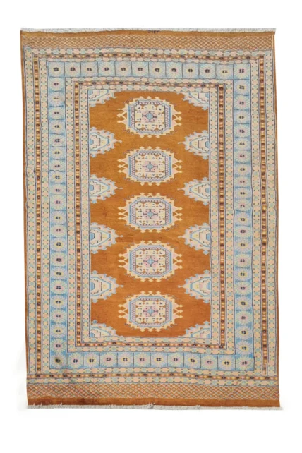 Authentic Hand Knotted Vintage Pakistani Bokhara Jhaldar Wool Area Rug 6 x 4 Ft