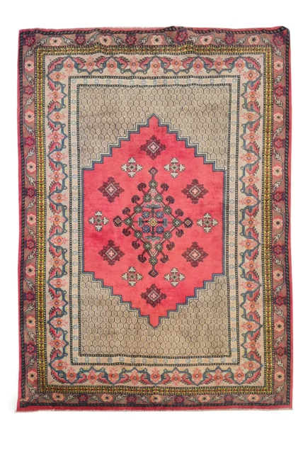 Authentic Hand Knotted Vintage Morocco Wool Area Rug 6 x 4 Ft (940 Ger-4)