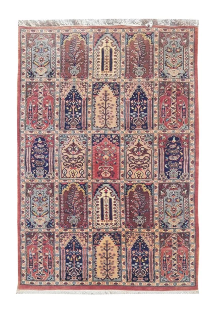 Authentic Hand Knotted Vintage Double knot Pictorial Wool Area Rug 6 x 3 Ft