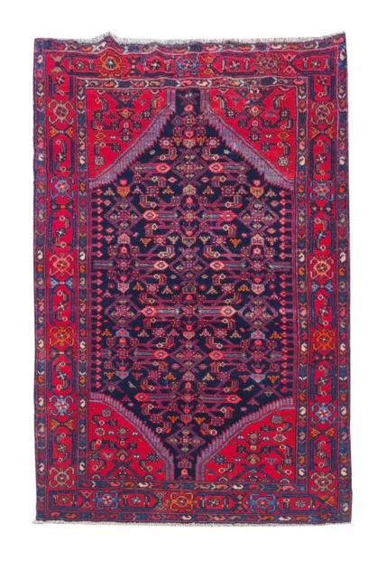 Authentic Hand Knotted Vintage Hamidoun Wool Area Rug 7 x 4 Ft