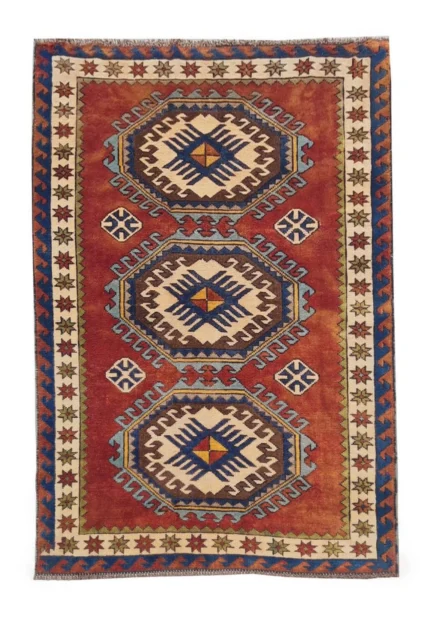 Authentic Hand Knotted Vintage Kurdi Wool Area Rug 6 x 4 Ft