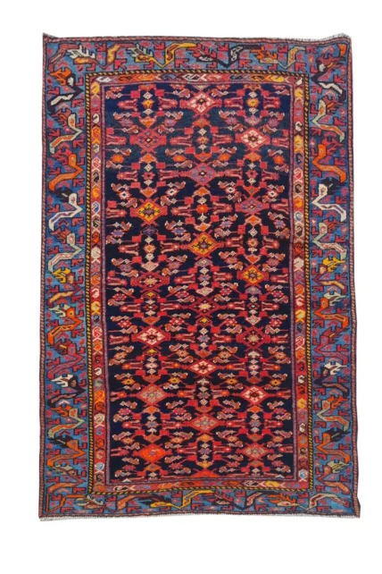 Authentic Hand Knotted Antique Malayaar Wool Area Rug 6 x 3 Ft