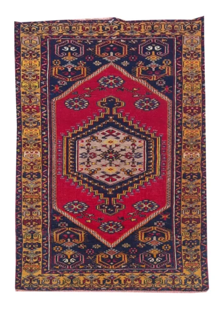 Authentic Hand Knotted Vintage Turkish Wool Area Rug 6 x 3 Ft