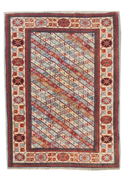 Authentic Hand Knotted Vintage Kurdi Wool Area Rug 6 x 4 Ft
