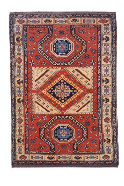 Authentic Hand Knotted Vintage Bulgaria Wool Area Rug 6 x 4 Ft