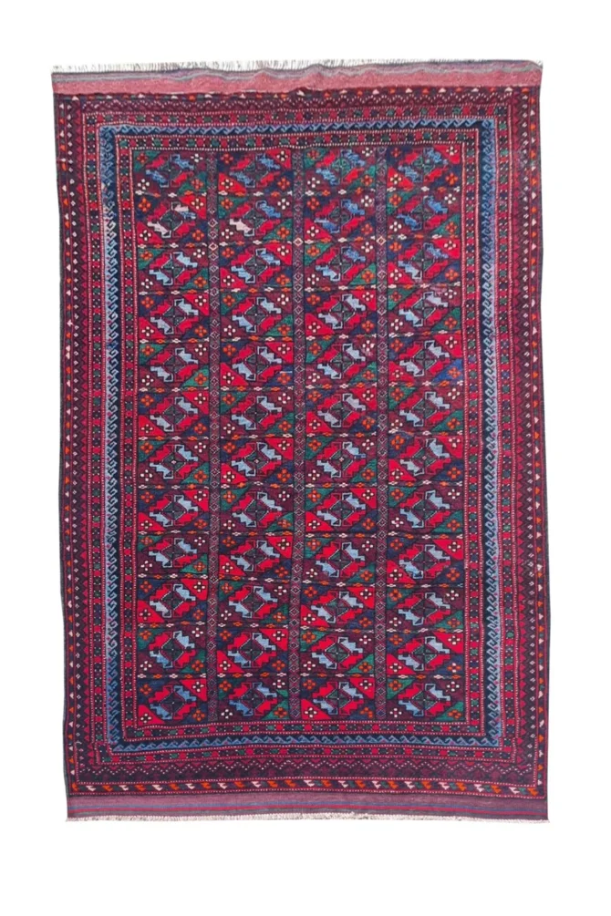 Amazing Hand Knotted Antique Afghan Kazak Wool Area Rug 8 x 4 Ft
