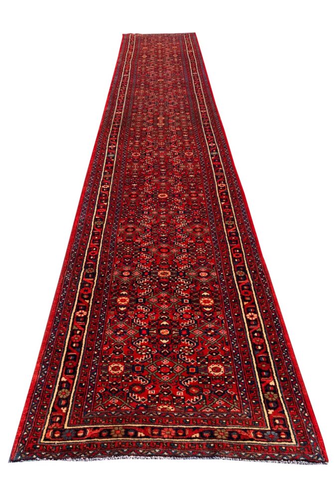 Authentic Hand Knotted Vintage Hamidoun Wool Area Runner Rug 16.2 x 3.5 Ft - Image 2