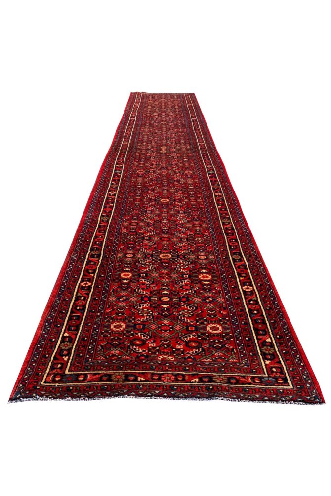 Authentic Hand Knotted Vintage Hamidoun Wool Area Runner Rug 16.2 x 3.5 Ft - Image 3