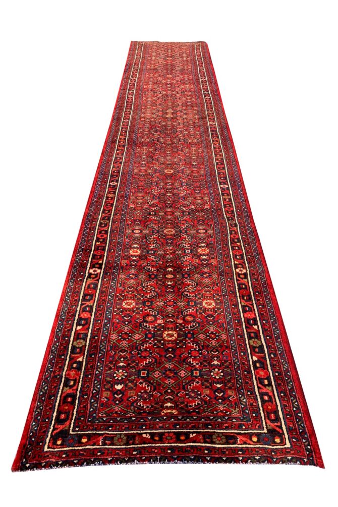 Authentic Hand Knotted Vintage Hamidoun Wool Area Runner Rug 16.2 x 3.5 Ft - Image 4