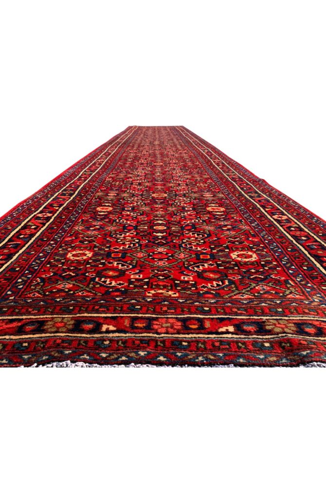 Authentic Hand Knotted Vintage Hamidoun Wool Area Runner Rug 16.2 x 3.5 Ft - Image 5