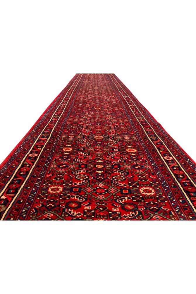 Authentic Hand Knotted Vintage Hamidoun Wool Area Runner Rug 16.2 x 3.5 Ft - Image 6